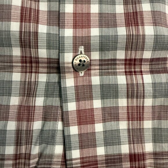 Hart Schaffner Marx Red & Gray Plaid Short Sleeve Button-Up Shirt - XL (New with - Picture 9 of 11